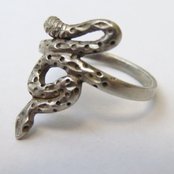 Sterling Silver Textured Rattle Snake Ring - Picture 2 of 5